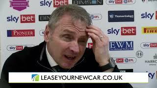 Paul Simpson speaking after the Exeter defeat