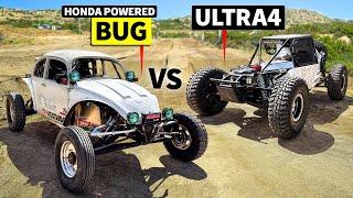 K20-powered Bug vs LS-powered Budget Build Ultra4 in DIRT DRAG RACING!