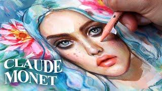 CLAUDE MONET  failure or success story?  + watercolor & color pencils painting process