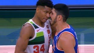 Enes Kanter Gets Ejected after Scuffle & Exchange Shit Talk with Giannis Antetokounmpo
