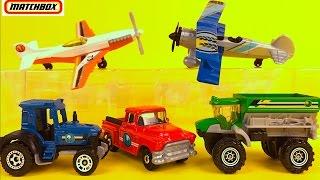 MATCHBOX ON A MISSION FARM WITH MIGHTY MACHINES TRACTOR SOWING MACHINE TRUCK & STUNT PLANE BIPLANE