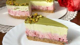 ️ | No Bake Cheesecake Raspberries - Pistachios