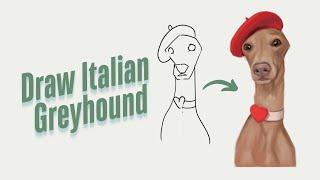 【Detailed】Italian Greyhound Digital Art: From Sketch to Finish