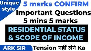 Person Assesse resident status & SCOPE  SHORT NOTES  Direct Tax TYBCOM SEM 5/MCOM/SYBAF/SYBBI/MBA/CA