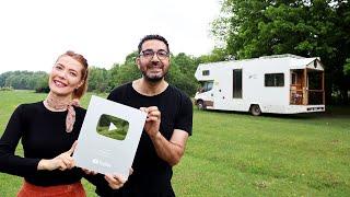 CAMPING WITH CARAVAN ON A RAIN DAY | 100,000 Plaque Arrived!