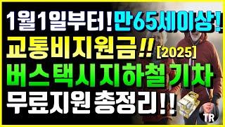 1월 1일부터 모든노인 필수확인! 만 65세이상 혜택 교통비 지원금! 버스 택시 지하철 기차 무료, 지원 총정리! 정부지원, 지자체 전국 모든 시도군 노인버스 무료 정책 정리!