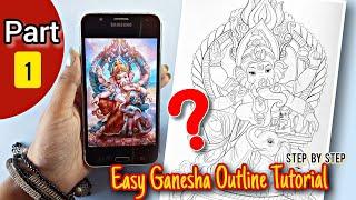 Lord Ganesha Drawing, How to draw outline of Lord Ganesh