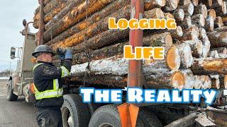 Realistic Day In The Life Of A 54 Year Old Log Truck Driver Stuck In The Snowy Mountains