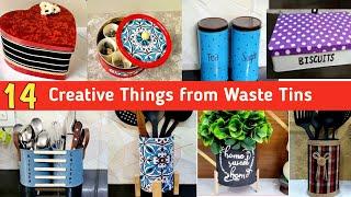 14 Creative things from Waste Materials | 14 Low Cost  Organizer ideas from waste Tins | Craft ideas