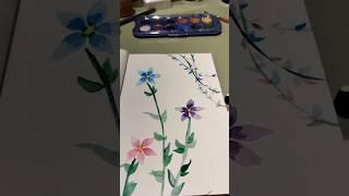 Easy flowers painting with watercolors #flowersart #watercolor #prettyflower #flowerpainting #art