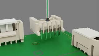 Through hole reflow connector, wire to board connector, terminal, pin connector, wire connector