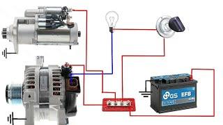 starter motor and 4 pin alternator wiring diagram | how to wire starter motor and alternator