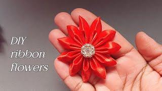 Ribbon flower / How to make ribbon flowers / Fabric Flower making / Ribbon flower how to make