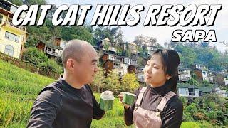 How is a 24-hour relaxing stay at Cát Cát Hills Resort Sapa with a panoramic room view?