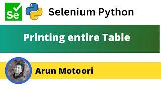 Printing the entire Table using Selenium Python (Selenium Python)