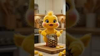 Little duck bought a pineapple for his friend.#cute #pets #shorts #ducklife #cuteduck