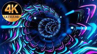 10 Hour 4k TV Relaxing Tunnel screensaver metallic Blue Pink Neon lights Abstract background video