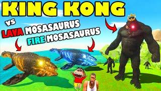 SHINCHAN MONSTER KING KONG vs LAVA & FIRE MOSASAURUS CHOP in ANIMAL REVOLT BATTLE SIMULATOR