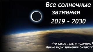 ВСЕ СОЛНЕЧНЫЕ ЗАТМЕНИЯ С 2019 ПО 2030 ГОД