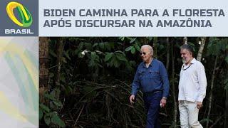 Joe Biden caminha em direção à floresta amazônica após discursar e vira meme