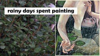 Painting While It Rains And Thunders - ARTIST VLOG