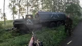 Moment Chechen Volunteers Fighting For Ukraine Ambush Russian Truck And Take Out Troops