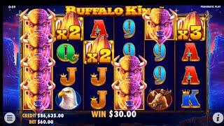 BUFFALO KING MAX BET AWESOME SESSION!! 60 SPIN BONUS !! HUGE WIN!!