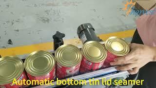 Automatic bottom tin lid seaming machine, auto servo metal container sealing machine factory