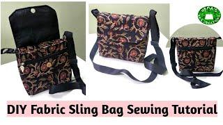 DIY How To Stitch Fabric Sling Bag At Home #sidebag #crossbodybag #slingbag Sewing Tutorial #sling