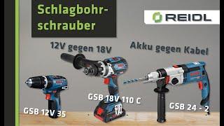 BOSCH GSB Schlagbohrschrauber-Test - 12V vs. 18V // Akku vs. Kabel - Wer gewinnt den Härtetest?