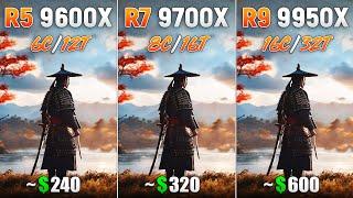 Ryzen 5 9600X vs Ryzen 7 9700X vs Ryzen 9 9950X - Test in 8 Games