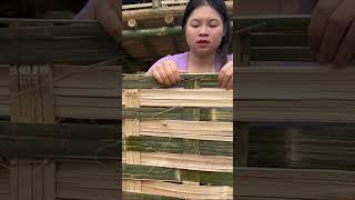 weaving beautiful walls with bamboo #bamboohouse #bamboohousebuilding #survival #farming