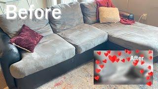 No Sew Couch Reupholster| Time for a “new” couch