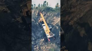 Heavy crane overcomes dangerous mountain pass challenge Part2 #snowrunner #gaming #truck #trending