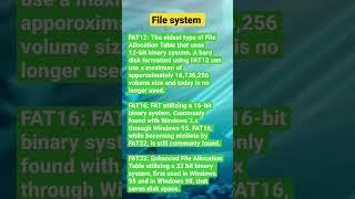 Windows files system FAT12, FAT16, FAT32  #youtubeshorts #shorts #informatik #windows10