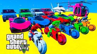 GTA V Stunt Map Car Race Challenge On Super Cars, Bikes and OffRoad Jeeps