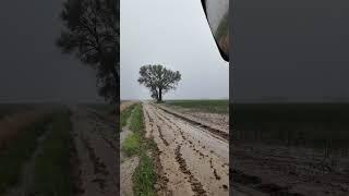 Big Rain   4K #thunderstorm #johndeere #stuckinmud  #wheelloader