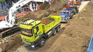 RC Construction Site Vehicles build new road RC Trucks Excavators Dump Truck Unloading Leipzig 2024