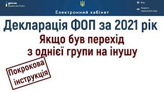 Декларація ФОП за 2021 рік, якщо був перехід з однієї групи єдиного податку на іншу. Як подати?