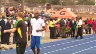 Prince Harry races with Usain Bolt on Jamaica visit (ITV coverage)