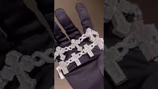 Square Diamond Mixed Cross Bracelet#hiphopjewelry #rapperjewelry#diamondboyz #cubanchain#tennischain