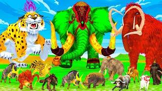 Mammoth Elephant Gorilla vs Giant Dinosaur 3 Zombie Cow Cheetah Attack Baby Elephant Zebra Buffalo