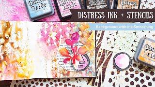 Fabulous Technique to create an Art Journal Background  Stencil Smooshing with Distress Inks