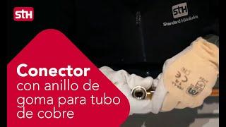 Conector con anillo de goma Standard Hidráulica para tubo de cobre de 15. Montaje en 3 pasos.