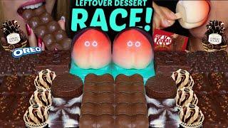 ASMR LEFTOVER DESSERT RACE! MINI KITKAT ICE CREAM, BUBBLY CHOCOLATE, PEACH ICE CREAM, FERRERO 먹방