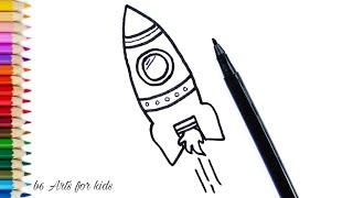 Easy and simple rocket drawing | b6 Arts for kids