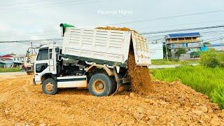 New update, Processing Filling Up The Land huge, By Transaction Bulldozer KOMATSU D31P, Dump truck