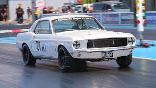 Santa Pod 1/4 Mile Drag Strip Run in a 1968 Ford Mustang 289 V8 Sound