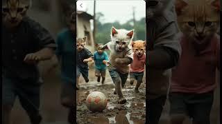 Cat playing with Football