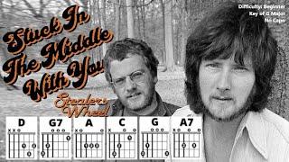 STUCK IN THE MIDDLE WITH YOU {NO CAPO} Stealers Wheel (Beginner Guitar Chord TAB & Strum Play-Along)